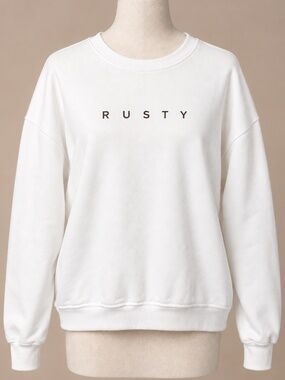 Rusty White Crewneck Sweatshirt XL Minimalist Logo Pullover